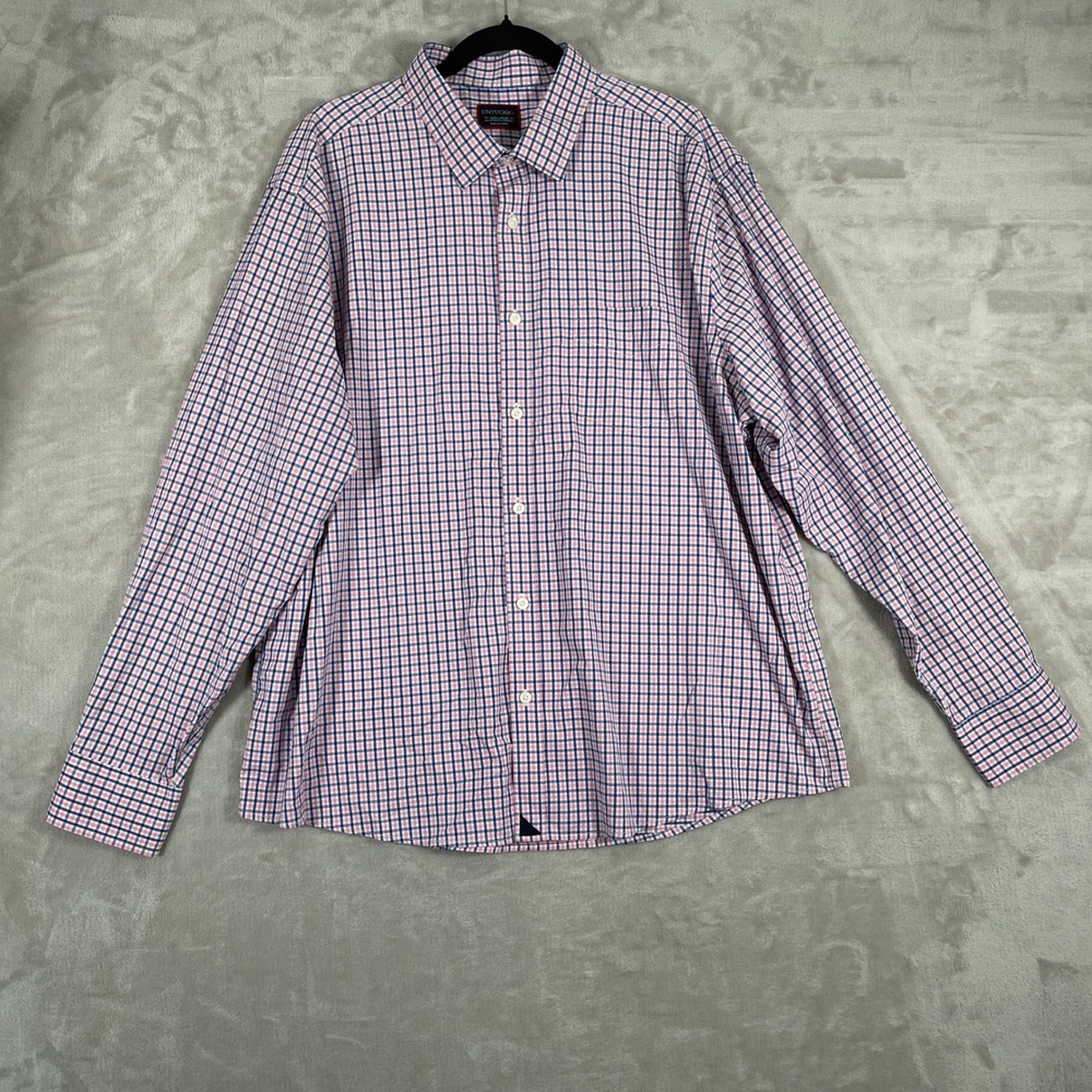 Untuckit Men's Shirt Button Up Checkered Plaid Performance XXXL Pink/Blue/White